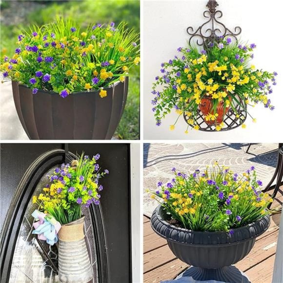 9pcs Artificial Flowers, UV Resistant Faux Outdoor Flowers, Fake Plastic Flowers - Picture 5 of 6